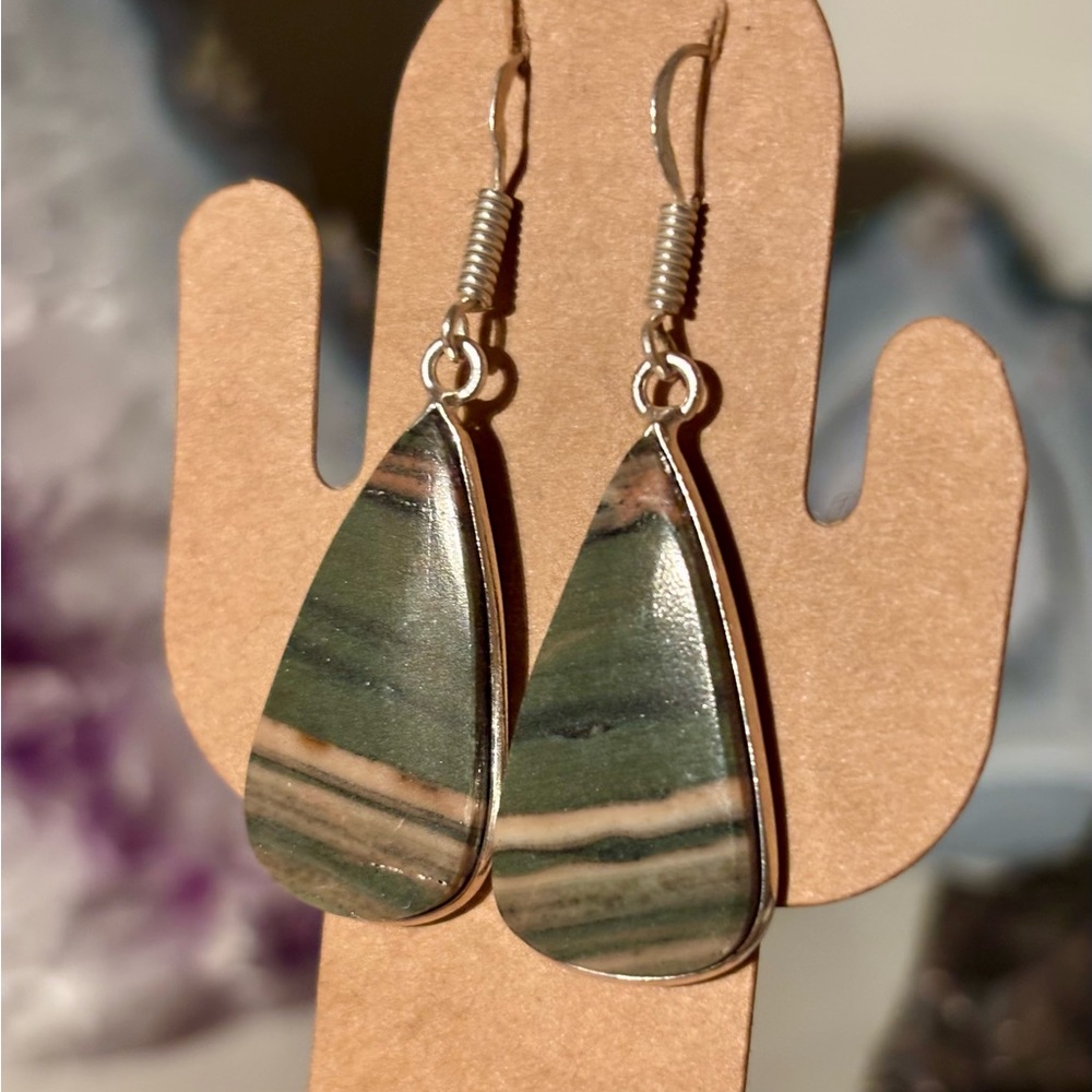 Imperial Jasper Earrings – Sterling Silver (925)
